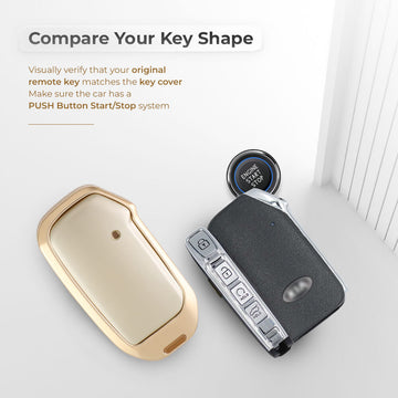 Keyzone aluminium alloy key cover for Kia Carens Clavis, Seltos, Sonet 4 button smart key (ALM77)