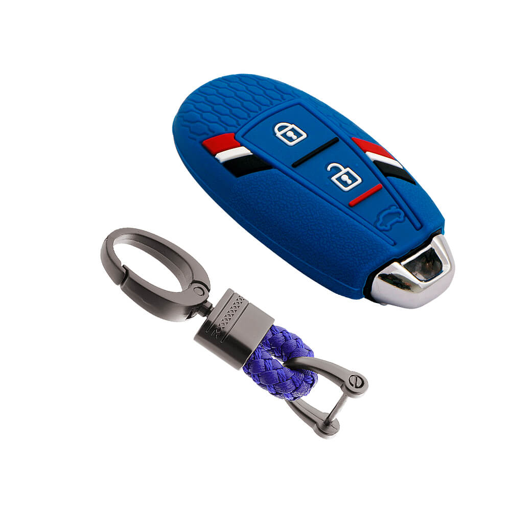 Keyzone striped key cover and keychain fit for : Urban Cruiser smart key (KZS-12, Alloy Keychain) - Keyzone