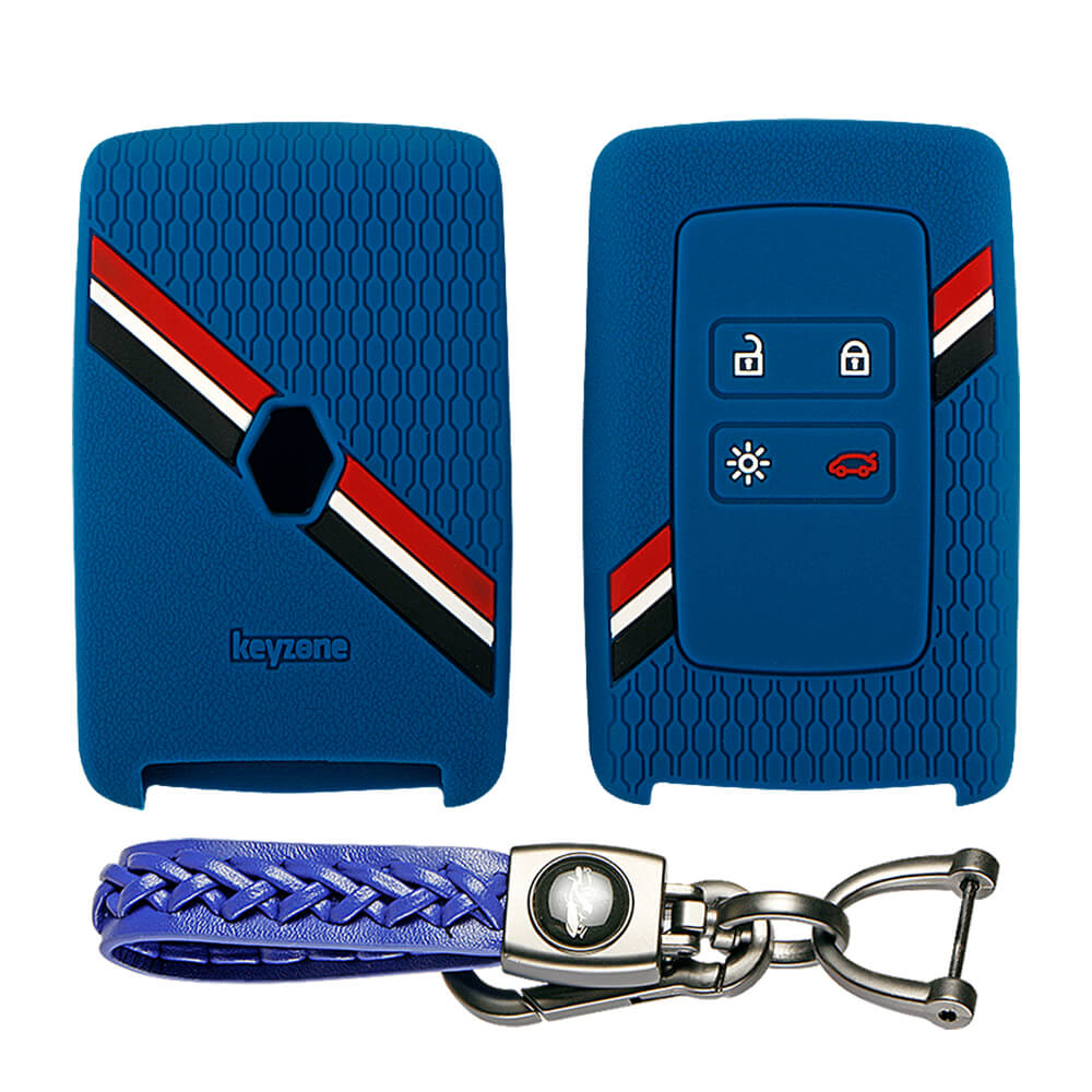 Keyzone striped key cover and keychain fit for : Triber, Kiger smart c