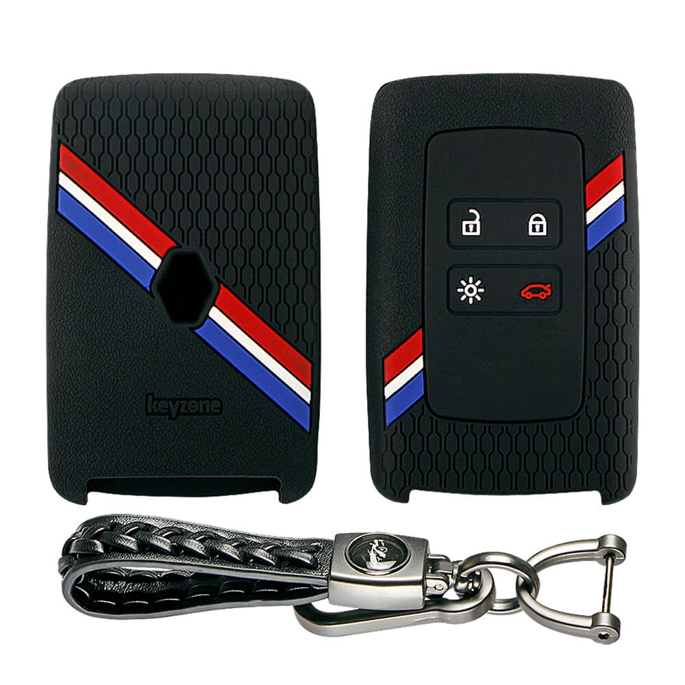 Keyzone striped key cover and keychain fit for : Triber, Kiger smart card (KZS-16, Woven Keyholder) - Keyzone