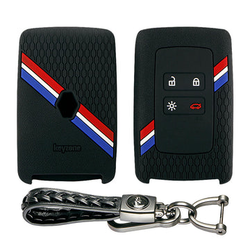 Keyzone striped key cover and keychain fit for : Triber, Kiger smart card (KZS-16, Woven Keyholder)