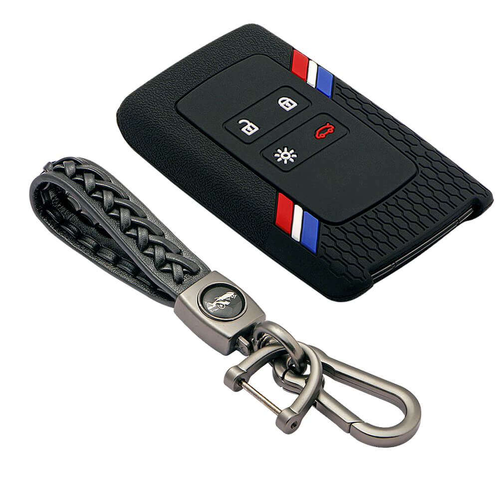 Keyzone striped key cover and keychain fit for : Triber, Kiger smart card (KZS-16, Woven Keyholder) - Keyzone