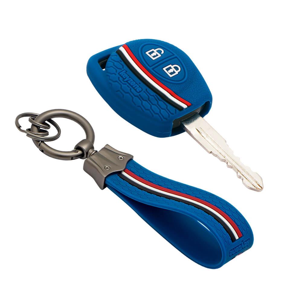 Keyzone striped cover & keychain for: Fronx, Jimny, Swift, Dzire, XL6, Ignis, Grand Vitara, Brezza, Wagonr, Vitara Brezza, Celerio, Ertiga, Ciaz, Scross, Baleno, Alto, SPresso, Alto K10, Glanza, Urban Cruiser, Hyryder 2b remote key (KZS-04, KZS-Keychain) - Keyzone