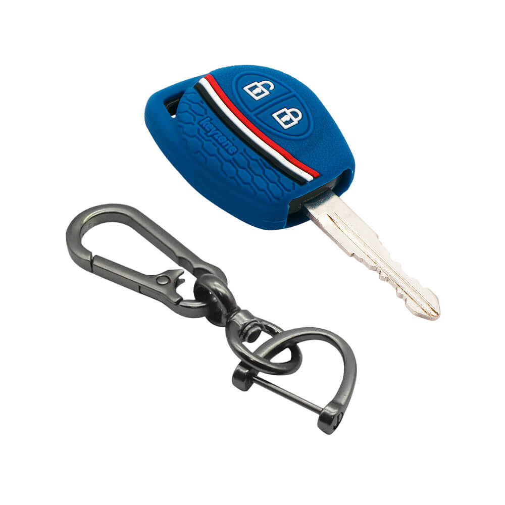 Keyzone striped key cover & keychain for: Fronx, Jimny, Swift, Dzire
