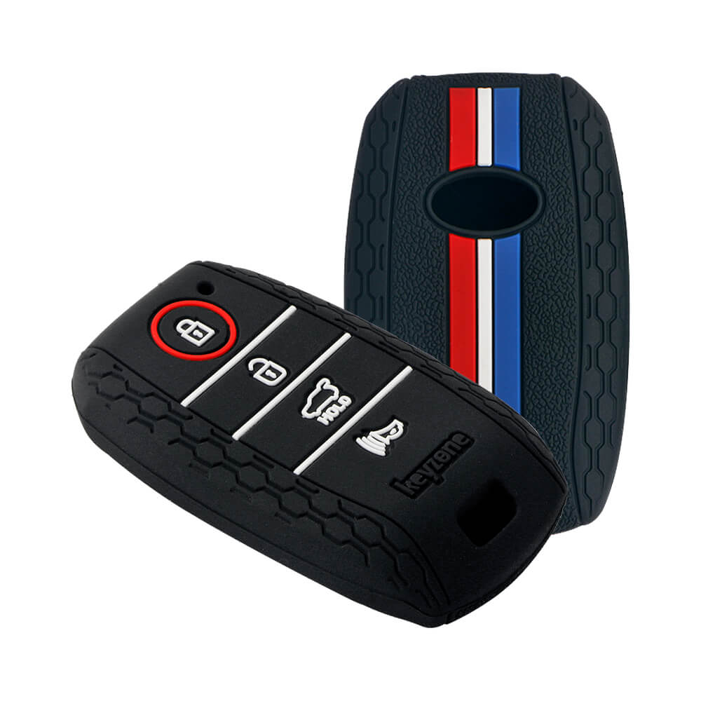 Keyzone striped key cover fit for : Seltos 4 button smart key (KZS-10)