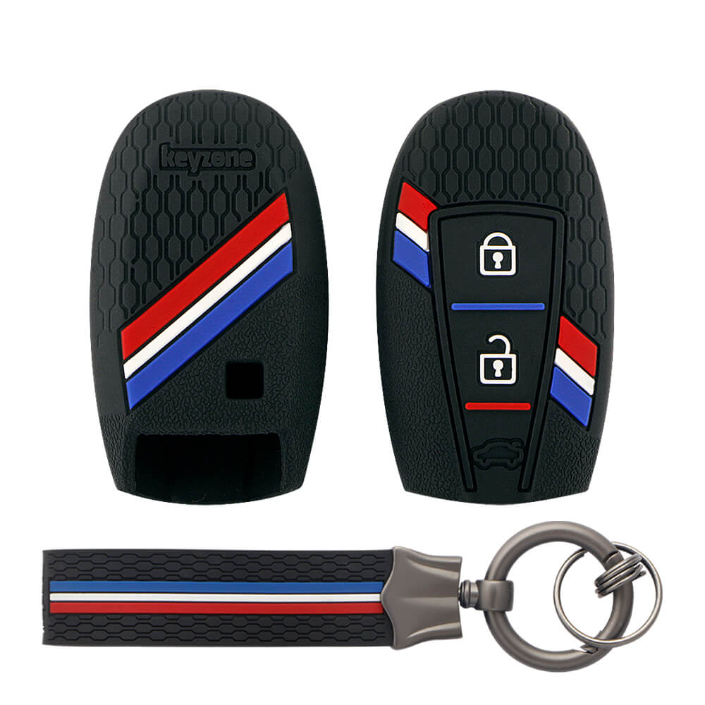 Keyzone striped key cover and keychain fit for : Urban Cruiser smart key (KZS-12, KZS-Keychain)