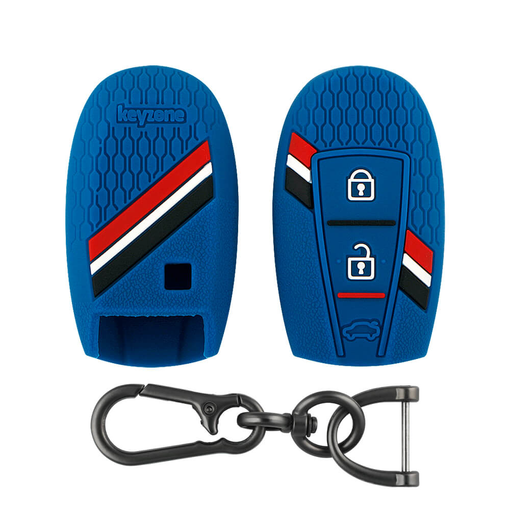 Keyzone striped key cover and keychain fit for : Ciaz, Baleno, S-cross