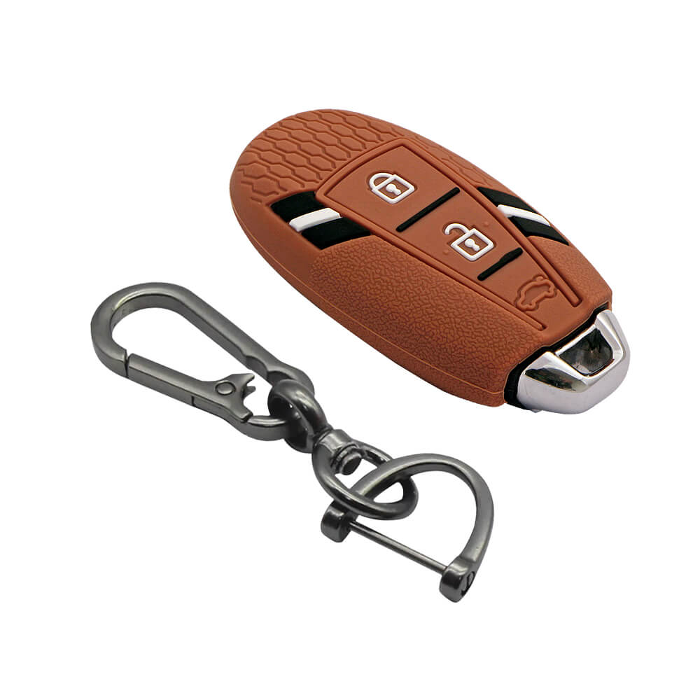 Keyzone striped key cover and keychain fit for : Urban Cruiser smart key (KZS-12, Zinc Alloy Keychain) - Keyzone