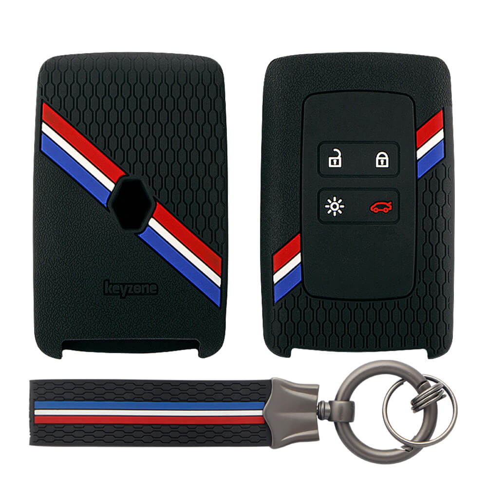 Keyzone striped key cover and keychain fit for : Triber, Kiger smart card (KZS-16, KZS-Keychain)