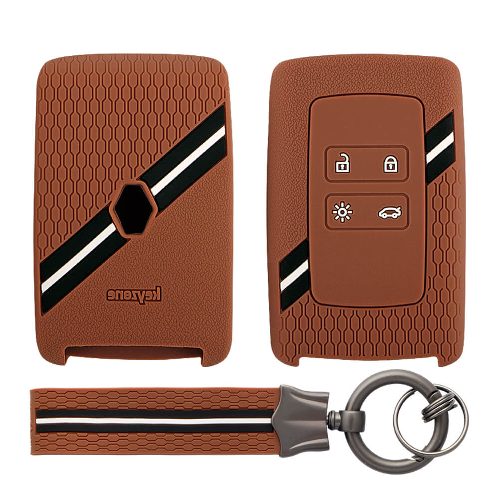 Keyzone striped key cover and keychain fit for : Triber, Kiger smart card (KZS-16, KZS-Keychain) - Keyzone
