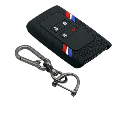 Keyzone striped key cover and keychain fit for : Triber, Kiger smart card (KZS-16, Zinc Alloy Keychain)