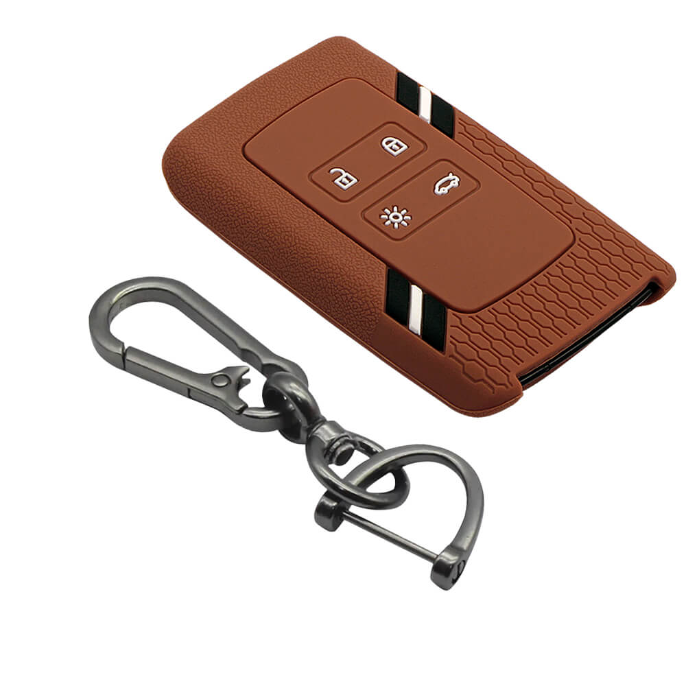 Keyzone striped key cover and keychain fit for : Triber, Kiger smart card (KZS-16, Zinc Alloy Keychain) - Keyzone