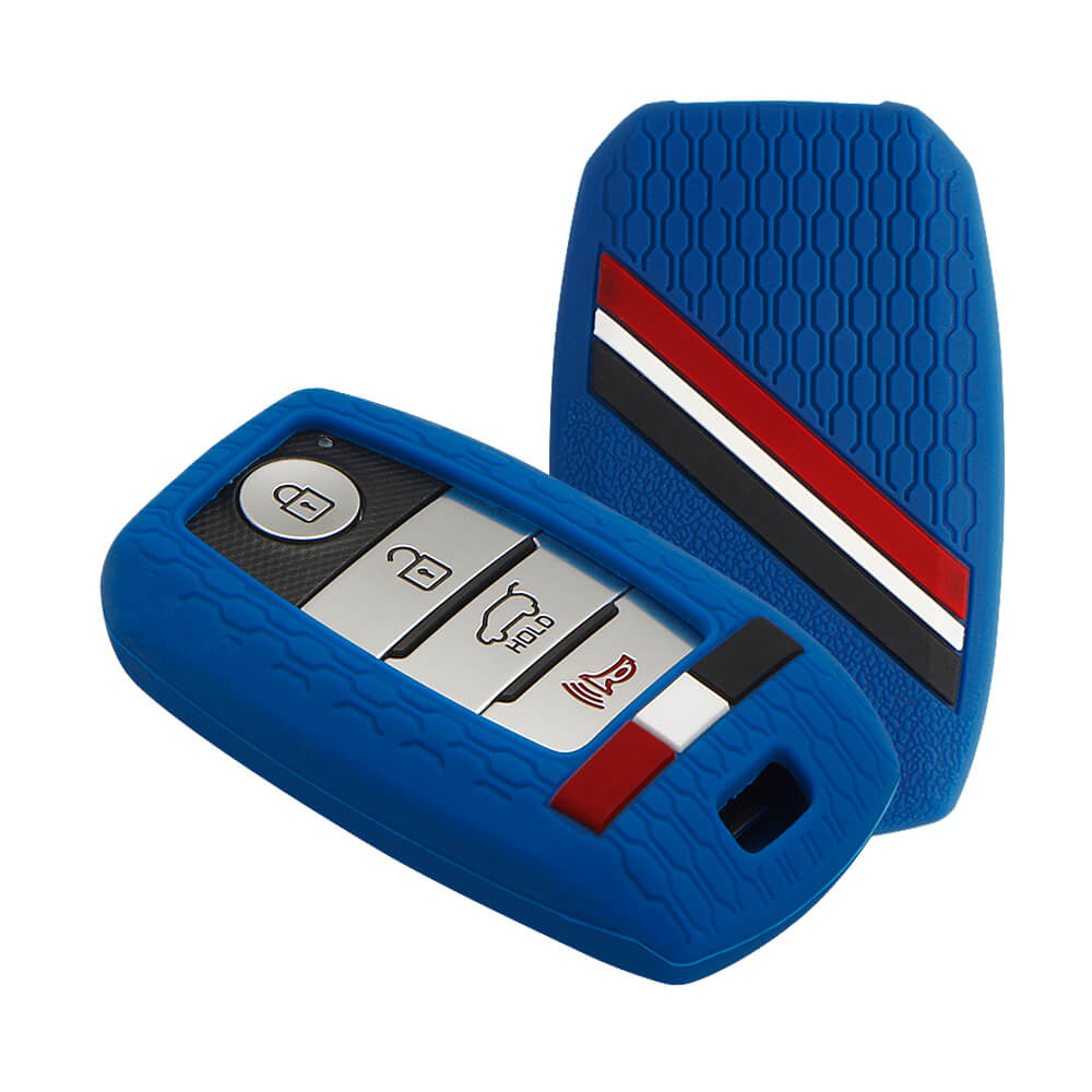 Keyzone striped key cover fit for : Seltos, Sonet, Carnival, Carens 3/4/5 button smart key (KZS-19) - Keyzone
