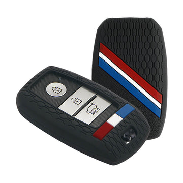 Keyzone striped key cover fit for : Seltos, Sonet, Carnival, Carens 3/4/5 button smart key (KZS-19)