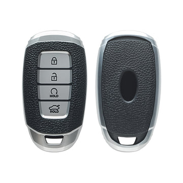 Keyzone leather TPU key cover compatible for Verna 2023 onwards 4 button smart key (LTPU60Type2) - Keyzone