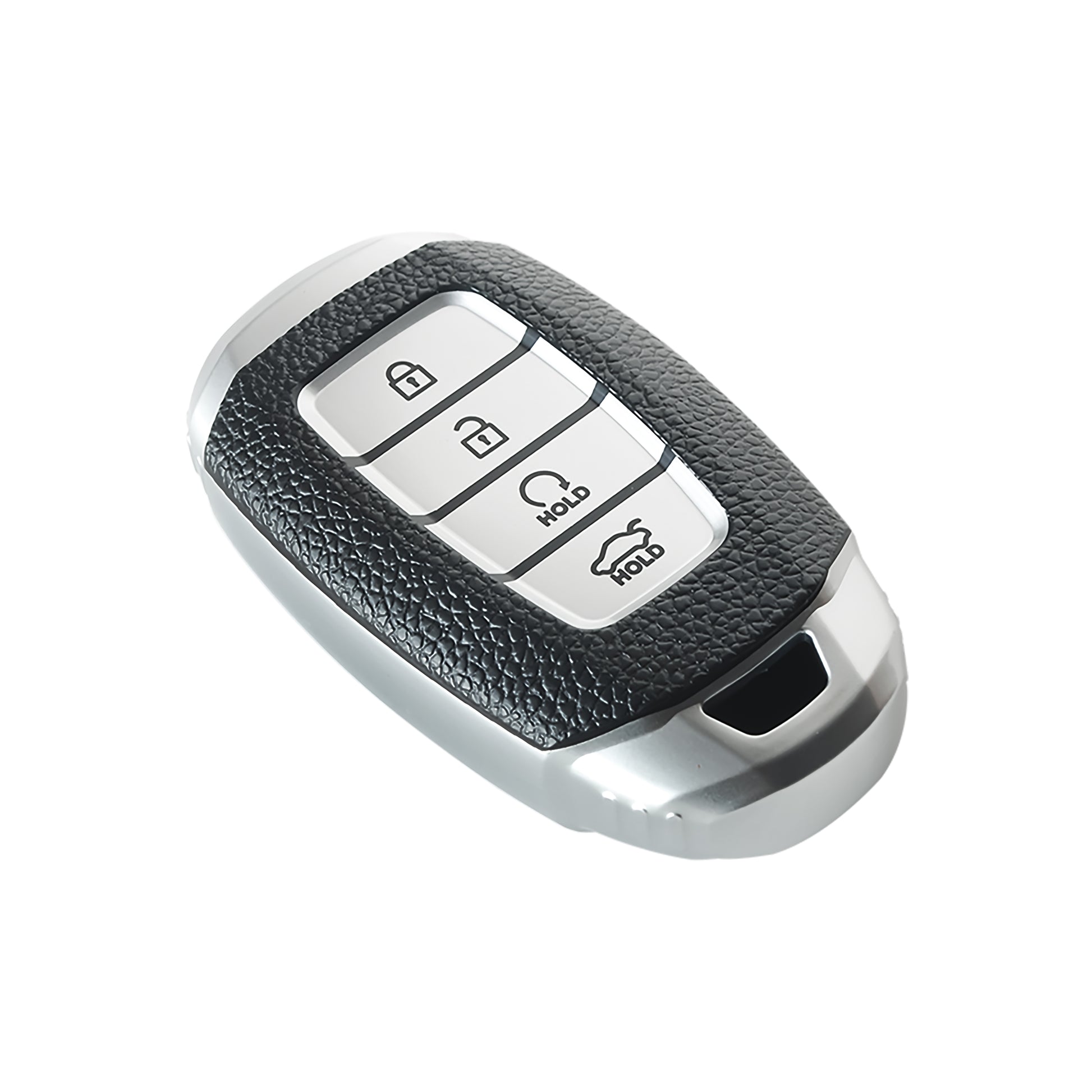 Keyzone leather TPU key cover compatible for Verna 2023 onwards 4 button smart key (LTPU60Type2) - Keyzone