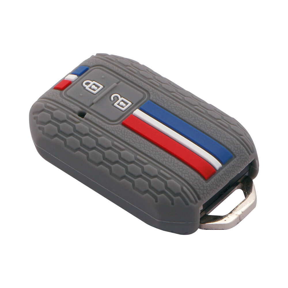 Keyzone striped key cover fit for : Glanza, Urban Cruiser Hyryder, Rumion 2 button smart key (KZS-01) - Keyzone