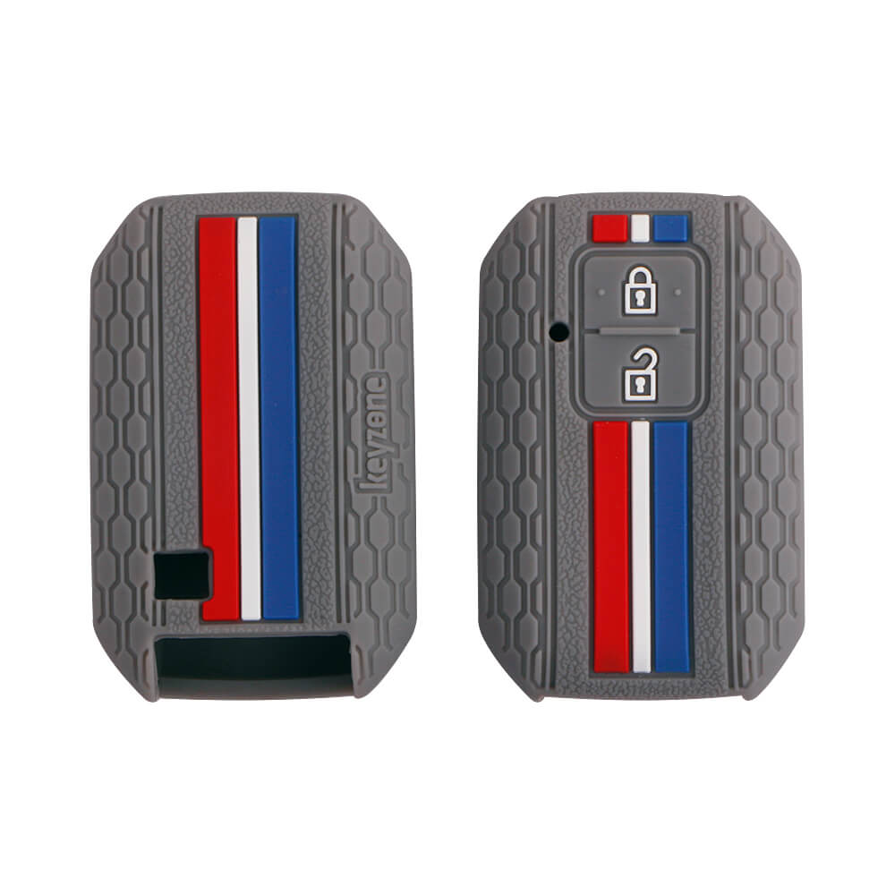 Keyzone striped key cover fit for : Glanza, Urban Cruiser Hyryder, Rumion 2 button smart key (KZS-01) - Keyzone