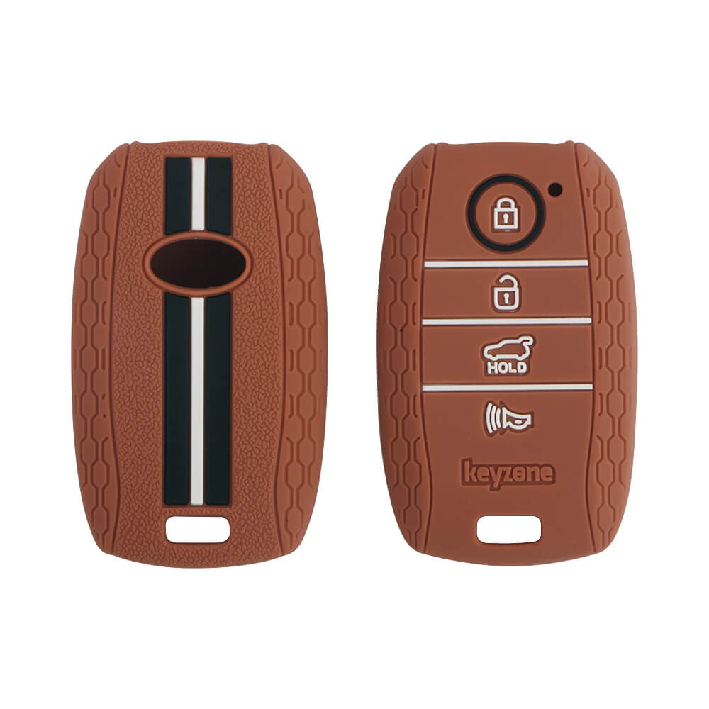 Keyzone striped key cover fit for : Seltos 4 button smart key (KZS-10) - Keyzone