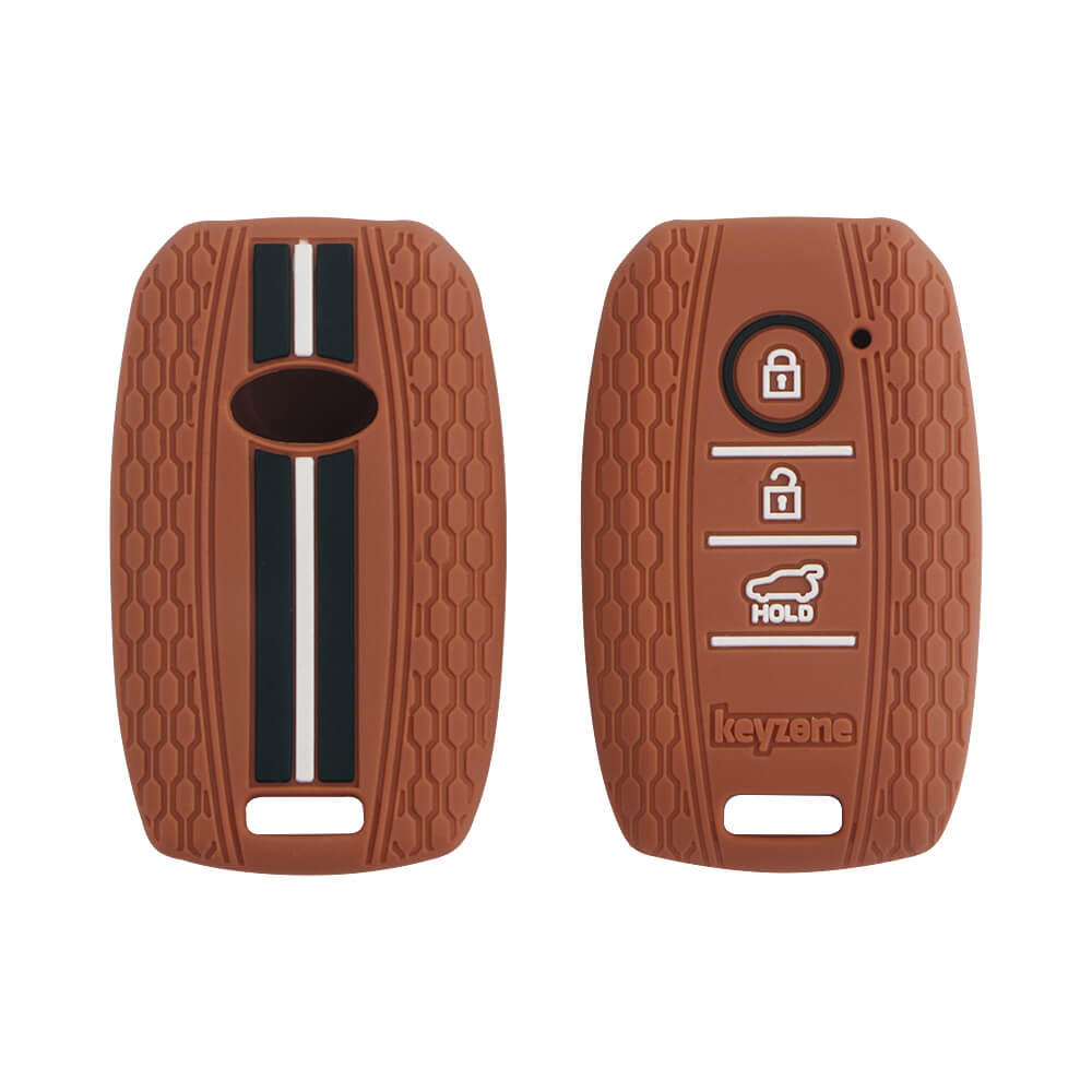 Keyzone striped key cover fit for : Seltos 3 button smart key (KZS-09) - Keyzone