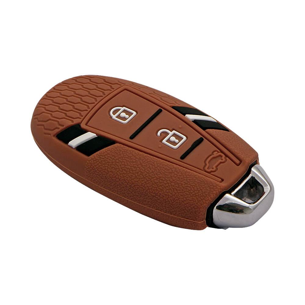 Keyzone leather key cover for Fortuner, Fortuner Legender 3 button smart  key (KZL18_3b)