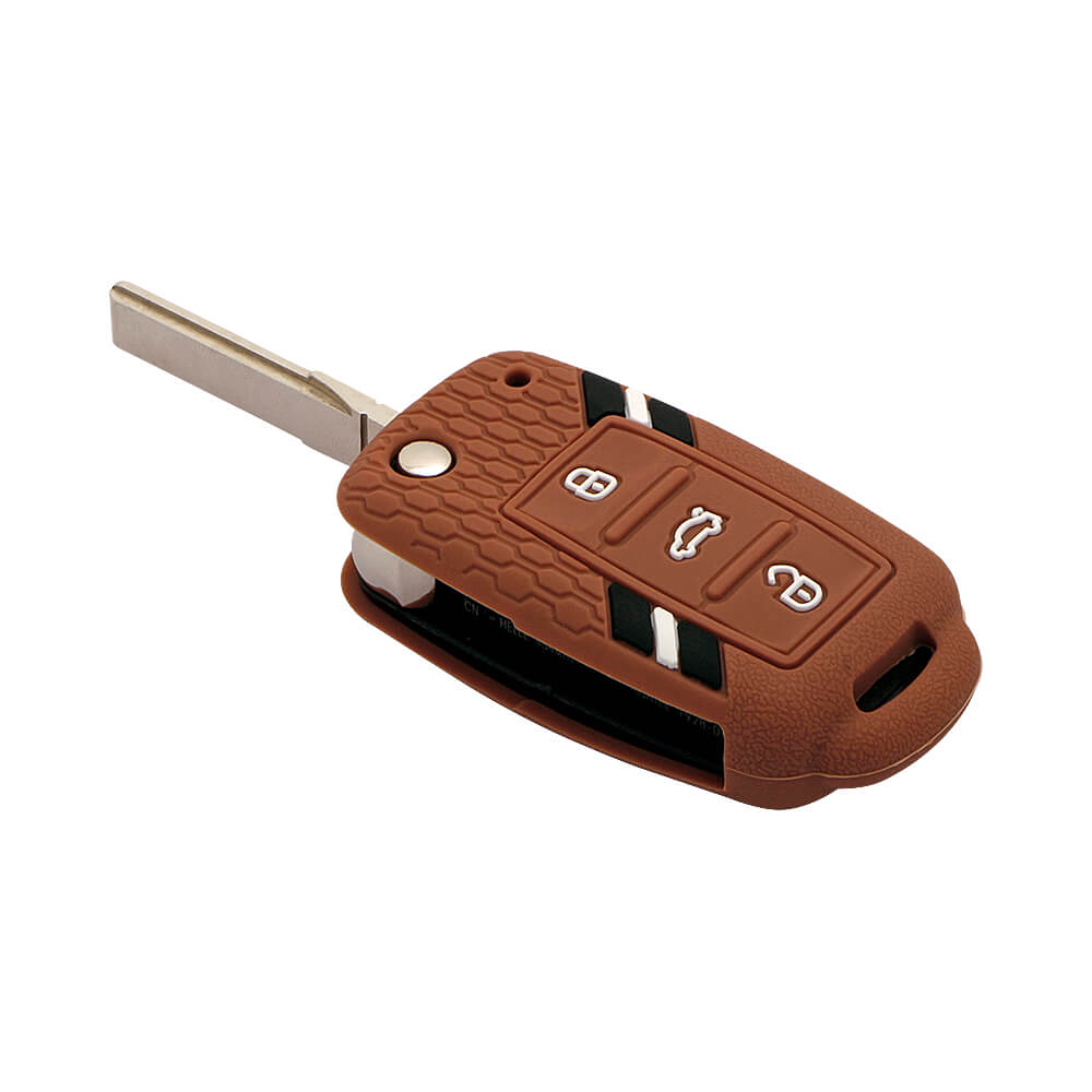 Keyzone silicone key cover fit for : Polo, Vento, Jetta, Ameo 3b flip key (KZS-11) - Keyzone