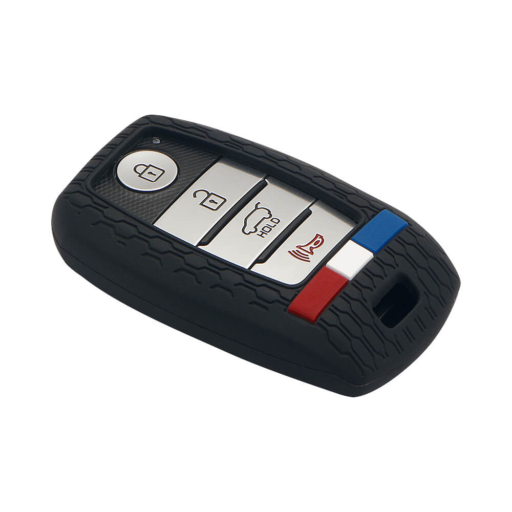 Keyzone striped key cover fit for : Seltos, Sonet, Carnival, Carens 3/4/5 button smart key (KZS-19) - Keyzone