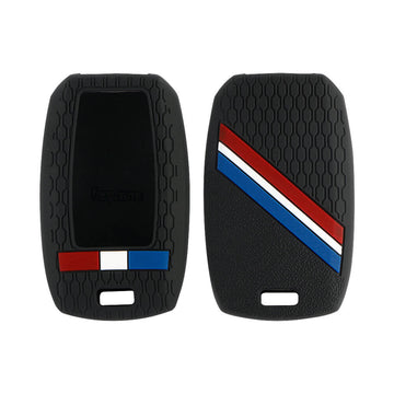 Keyzone striped key cover fit for : Seltos, Sonet, Carnival, Carens 3/4/5 button smart key (KZS-19)