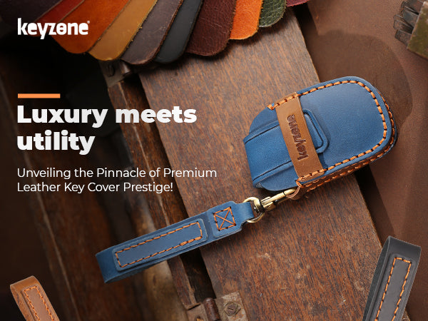 Keyzone leather key cover for Alcazar, Creta 2021 onwards 4 button sma