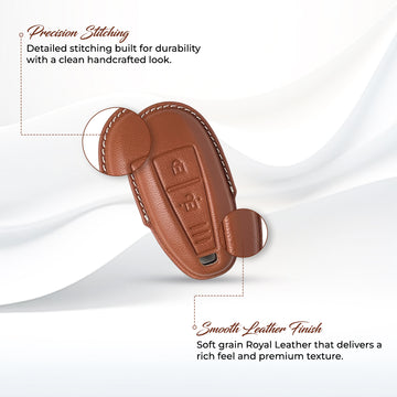 Keyzone royal leather key cover for Baleno, Ciaz, Ignis, SCross, Vitara Brezza, Urban Cruiser 3 button smart key (RL04)