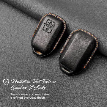 Keyzone royal leather key cover for Victoris, Swift, DZire, Baleno, Ertiga, Grand Vitara, Brezza, Fronx, Jimny XL6, Ignis, Glanza, Urban Cruiser Hyryder, Rumion 2 button smart key (RL05)