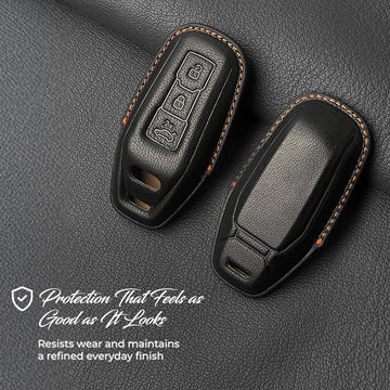 Keyzone Royal Leather Key Cover Compatible for Audi 2025–2026 A5, A5L, A6, A6L, Q6L, Q6, RS Q6, RS6, SQ5, SQ6 & S6 e-tron 3 Button smart Key. (RL104)