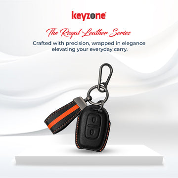 Keyzone royal leather key cover for Triber, Kwid, Kiger, Duster 2016 onward models with 2 button remote key (RL17)