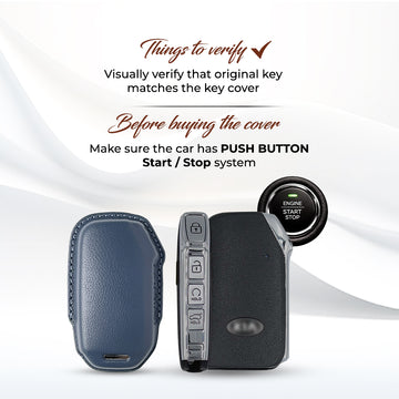 Keyzone royal leather key cover for Kia Seltos, Sonet, Carens, Carens Clavis 3 button flip key(RL78)