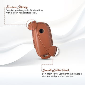 Keyzone royal leather key cover for BMW 2023 onwards 7 Series 740i 760i X1 X7 XM IX I7, X5 smart key (RL83)