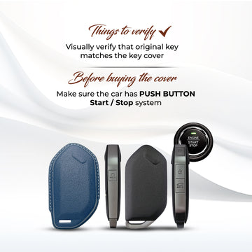 Keyzone royal leather key cover for Kia Seltos 2026, Syros, Seltos, EV6, EV9 smart key (RL89)