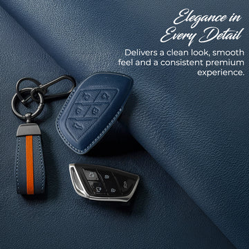 Keyzone royal leather key cover for MG M9 EV smart key (RL91)