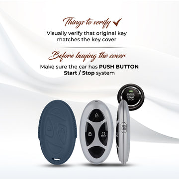 Keyzone Royal Leather Key Cover Compatible for Hyundai Venue N Line 3 Button smart key(RL93)
