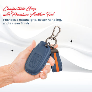 Keyzone Royal Leather Key Cover Compatible for Lamborghini Aventador SVJ & Huracan EVO RWD (2019–2021) Smart Key. (RL98)