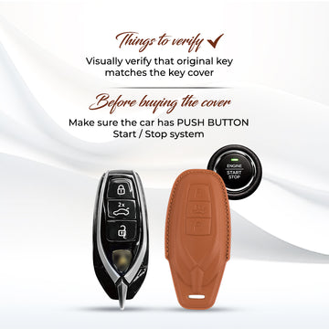 Keyzone Royal Leather Key Cover Compatible for Lamborghini Urus, Huracan, Aventador & Revuelto Smart Key. (RL99)