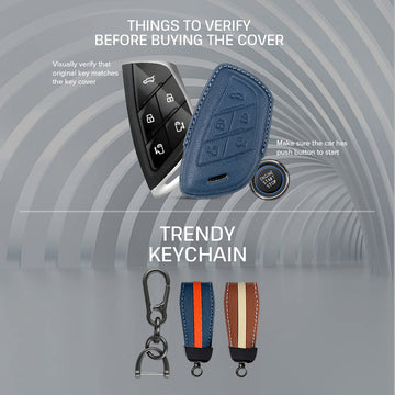 Keyzone royal leather key cover for MG M9 EV smart key (RL91)