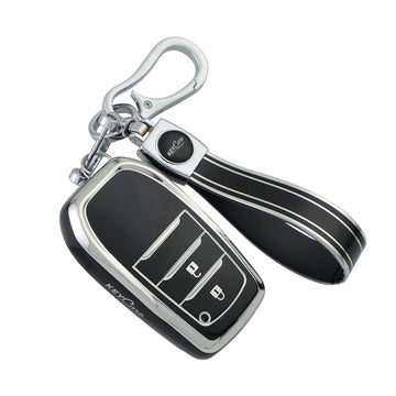 Keycare TPU key cover & keychain for Innova Crysta, Innova HyCross, Hilux 2 button smart key (TP18_2b, TPKeychain)