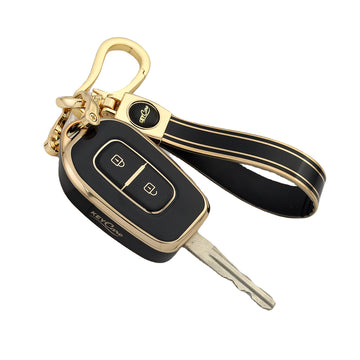 Keyzone TPU key cover for Kwid, Duster, Triber, Kiger 2 button remote key (TP17, TPKeychain)