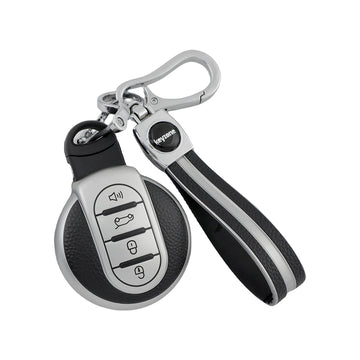 Keyzone leather TPU key cover & keychain compatible for Mini Cooper Clubman Countryman smart key (LTPU, LTPU Keychain)