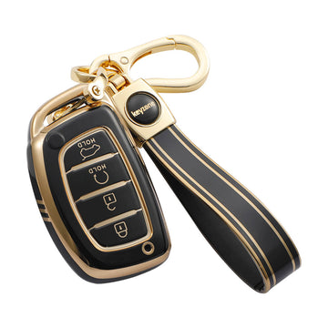 Keyzone TPU Key Cover and Keychain For Hyundai : Alcazar, Creta 2021 4 Button Smart Key (KZTP67) - Keyzone