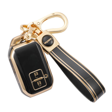 Keyzone TPU Key Cover and Keychain For Toyota : Glanza, Urban Cruiser Hyryder, Rumion 2 button Smart Key (KZTP05) - Keyzone