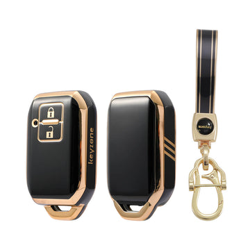 Keyzone TPU Key Cover and Keychain For Toyota : Glanza, Urban Cruiser Hyryder, Rumion 2 button Smart Key (KZTP05) - Keyzone