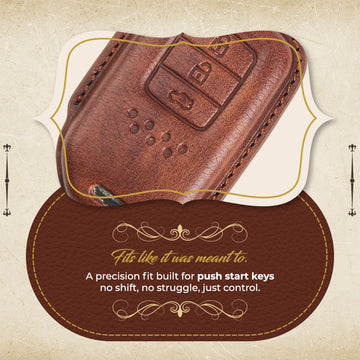 Keyzone Vintage Leather Key Cover for Honda City, Accord, Amaze, CR-V, WR-V 3 Button smart Key (VL24-3b)