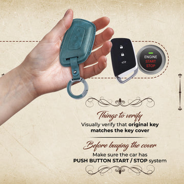 Keyzone Vintage Leather Key Cover for MG Hector, Windsor EV 3 Button smart Key (VL64)