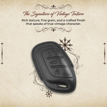 Keyzone Vintage Leather Key Cover for MG ZS EV, Astor 3 Button Smart Key (VL65)